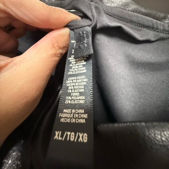 Skims Faux Leather Leggings Black High Waisted XL Stretch Pants - Picture 3 of 5